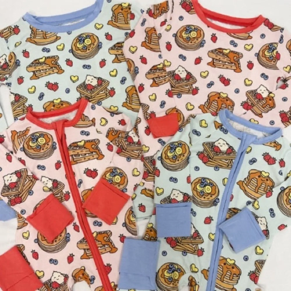 Toast + Jams Bamboo Pink Waffly Cute Pajama Set 7/8 years